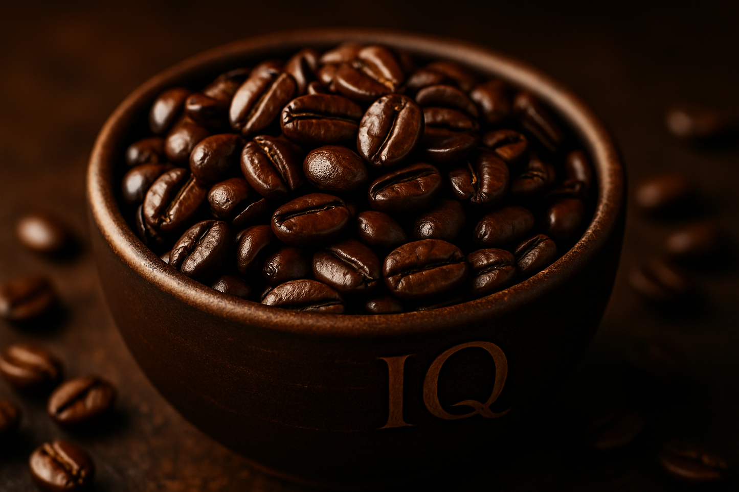 dark roast beans, fresh in the Boal with iq name